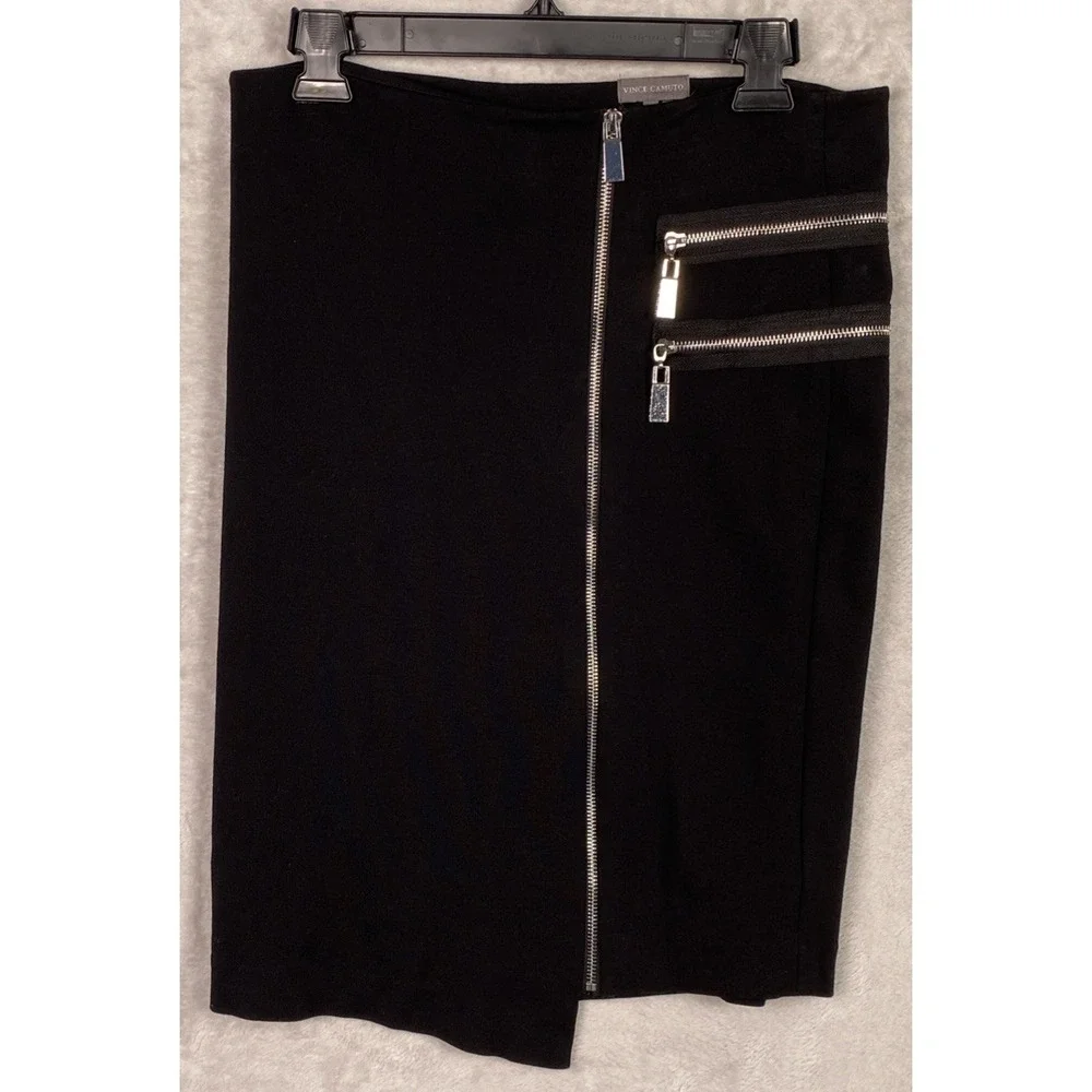 Womens Black Skirt Asymmetrical Hem Zippers 6 Goth Grunge‎ Vampire Rocker Metal